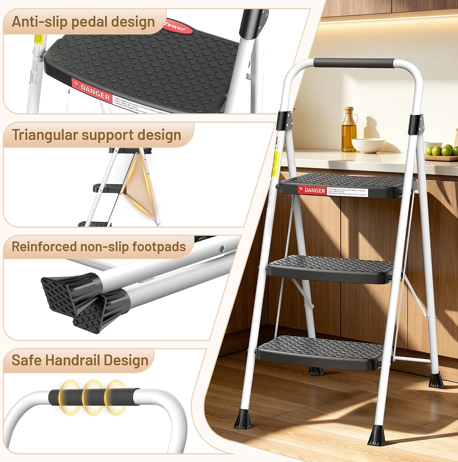 Detalle de HBTower 3-Step Ladder
