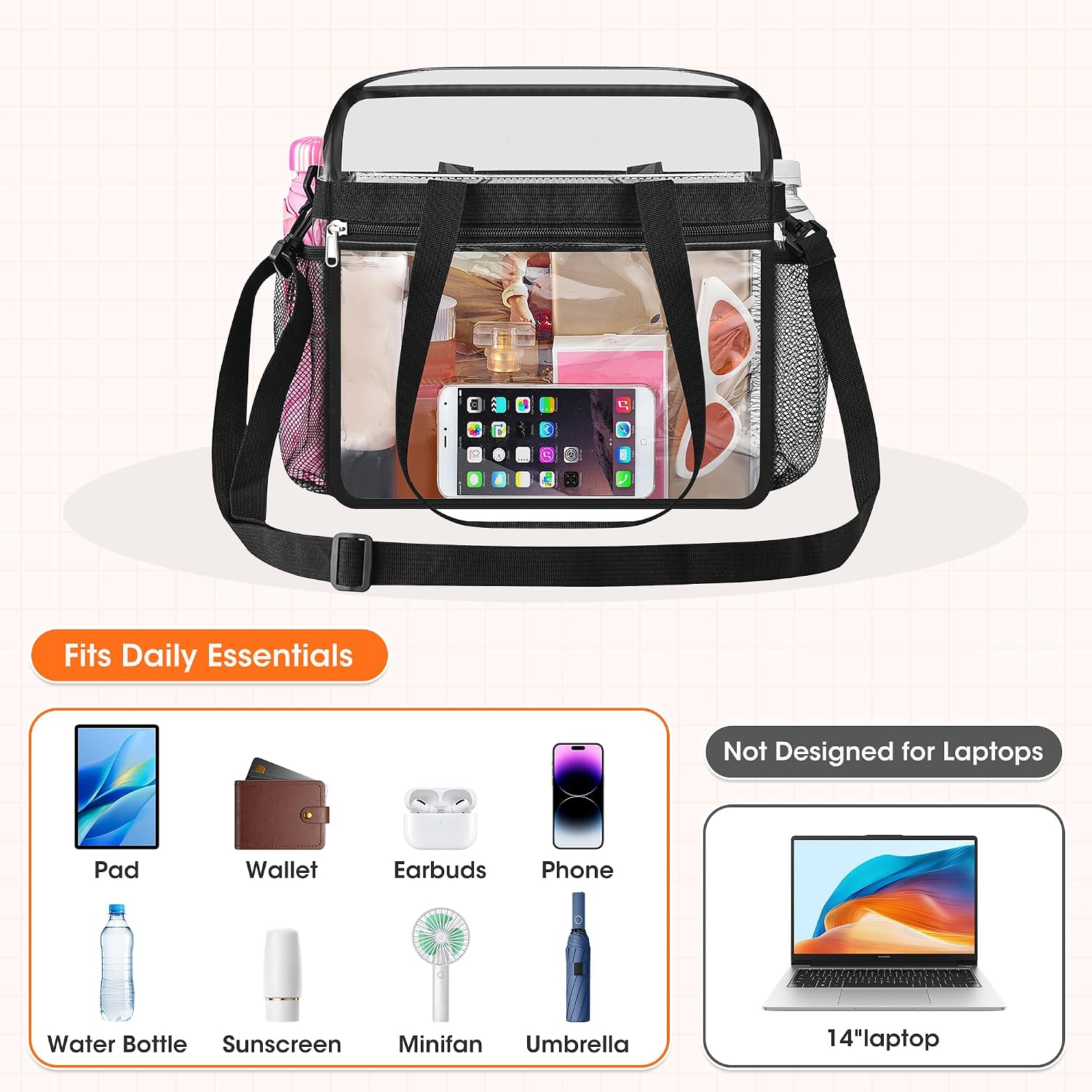 Thumbnail 5 de Oraben Clear Tote Bag Stadium Approved 12x12x6