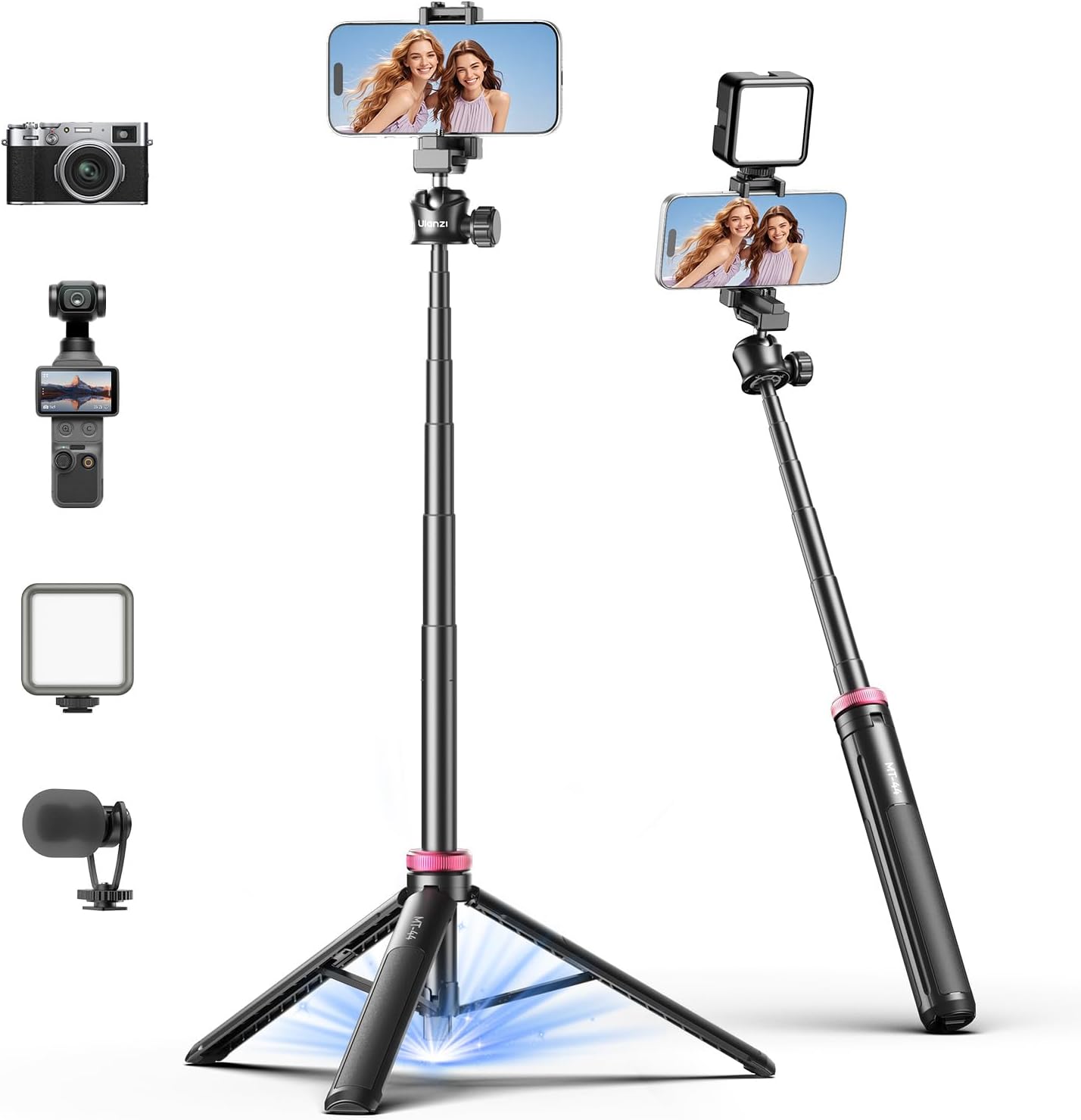 Detalle de ULANZI MT-44 Auto Open Phone Tripod, 59" Telescoping Selfie Stick