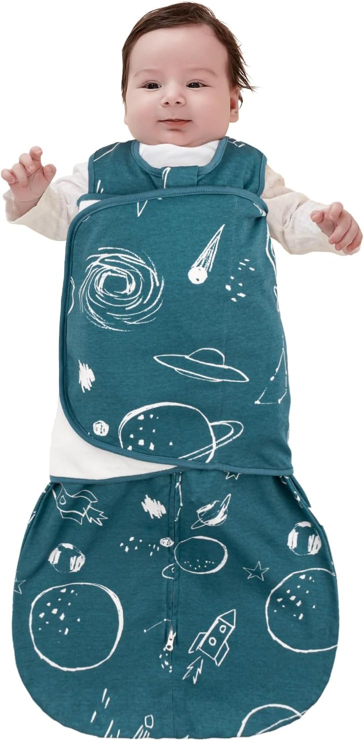 Detalle de SIMYJOY Baby Schlafsäcke Neugeborene – 3-fach verstellbarer Pucksack aus 100% Baumwolle mit 2-Wege-Reißverschluss