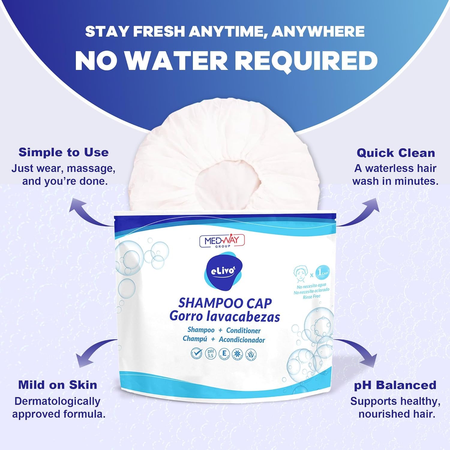 Thumbnail 1 de MedVance No Rinse Shampoo Cap: Rinse-Free Hair Cleaning for Caregiving