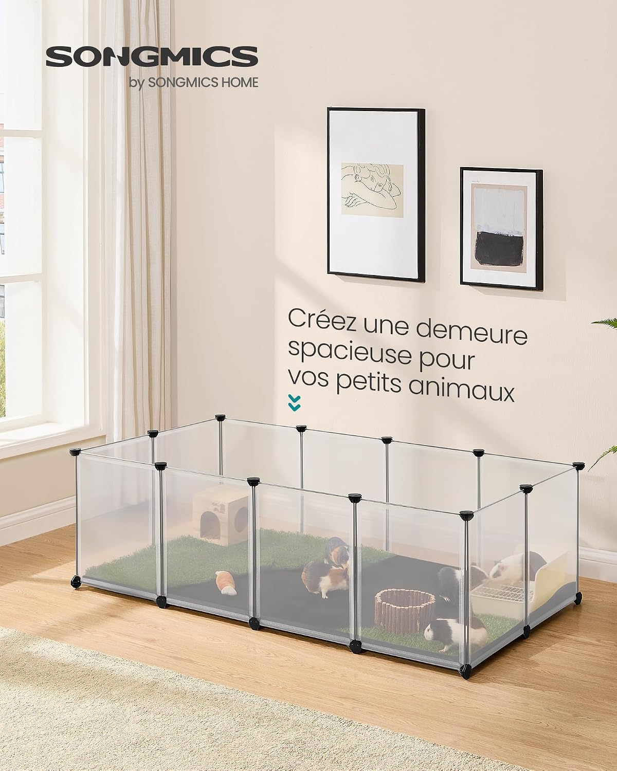 Detalle 2 de SONGMICS Enclos pour petits animaux 145 x 73 cm