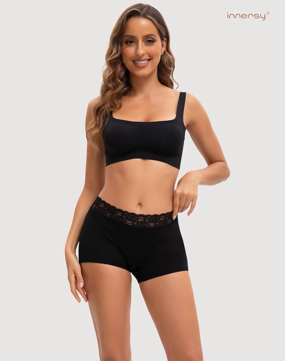 Thumbnail 1 de INNERSY Damen Boxershorts aus Baumwolle mit Spitze – 3er Pack