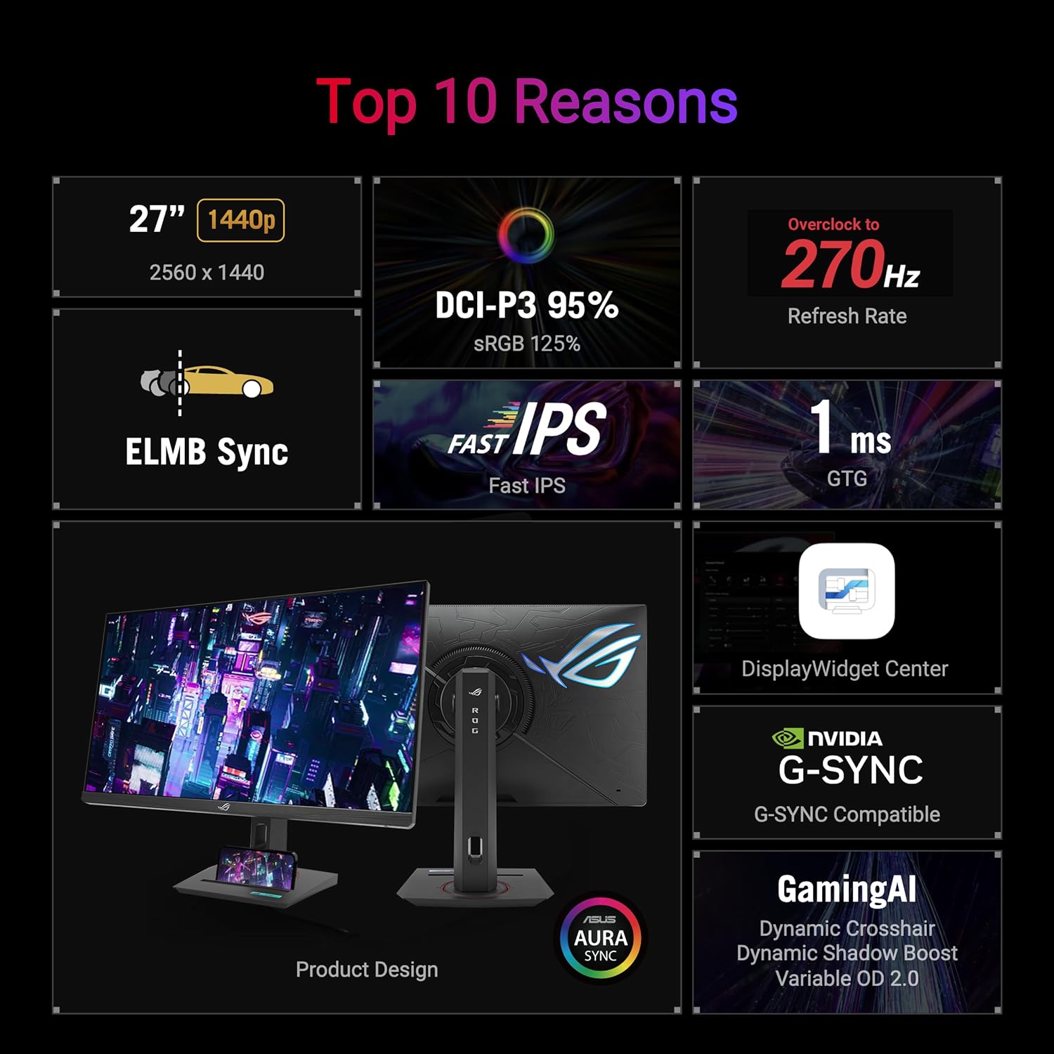 Thumbnail 1 de ASUS ROG Strix XG27ACMG 27" Gaming Monitor