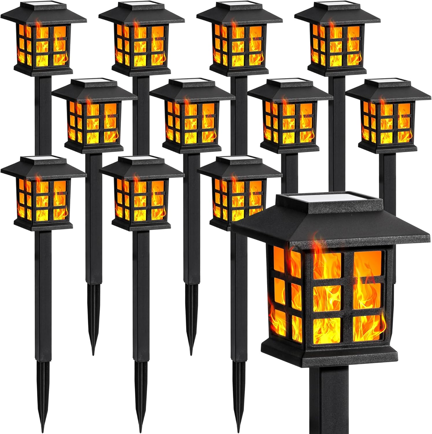 Thumbnail 6 de GIGALUMI Solar Lights Outdoor Garden (12 Pack): Flickering Flame, IP44 Waterproof, Auto On/Off