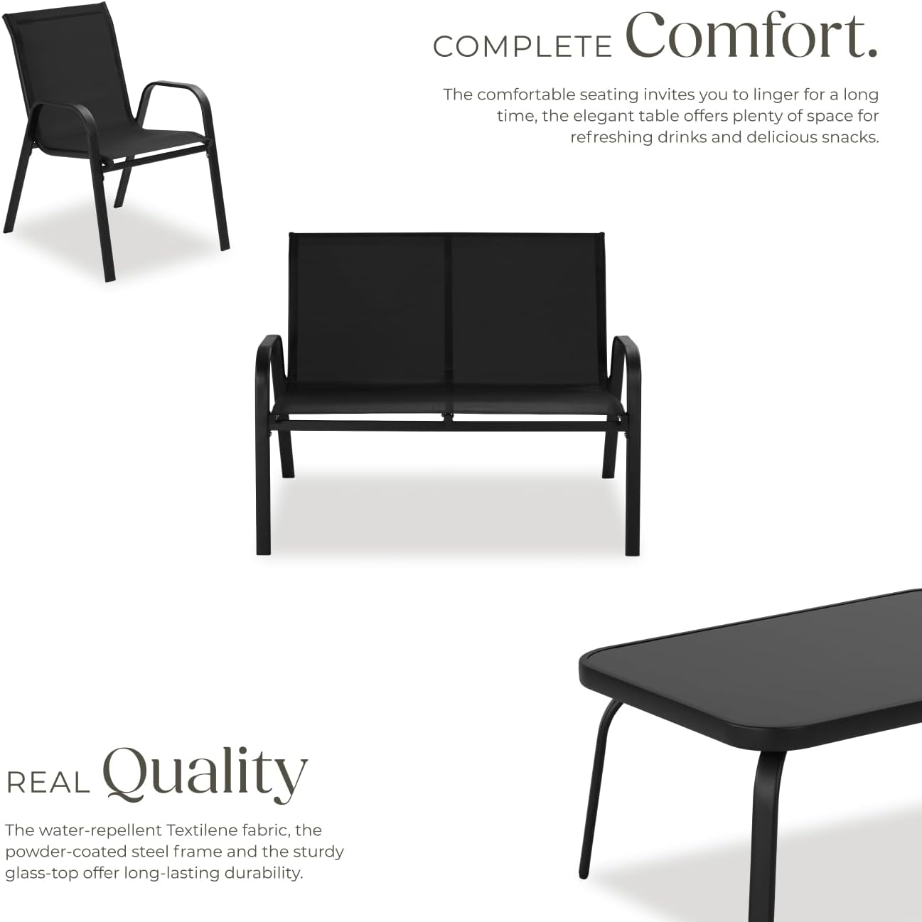 Detalle 2 de tectake Nora Garden Lounge 406166-3, loungeset i 4 delar med Textilene