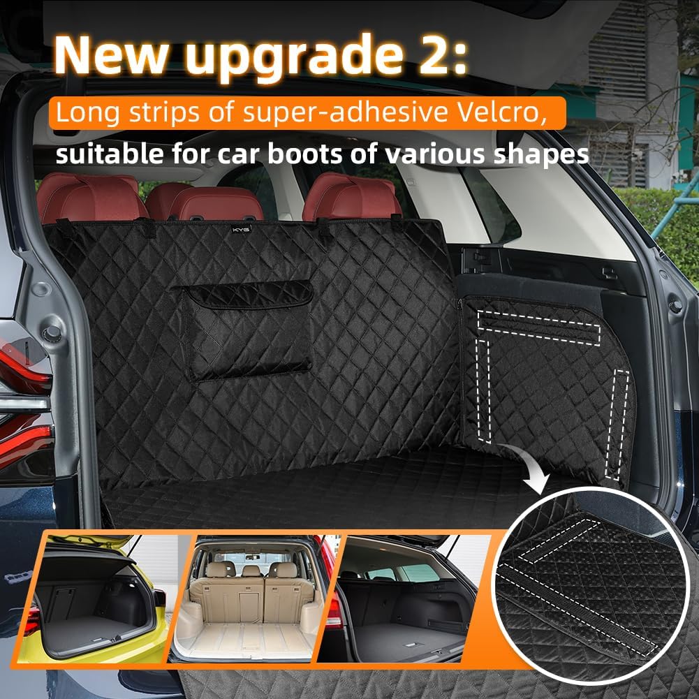 Detalle de KYG Car Boot Cover for Dogs — Non-Slip Waterproof Liner with Silicone Bottom (Medium/Small Cars, 170 × 105 × 37 cm)
