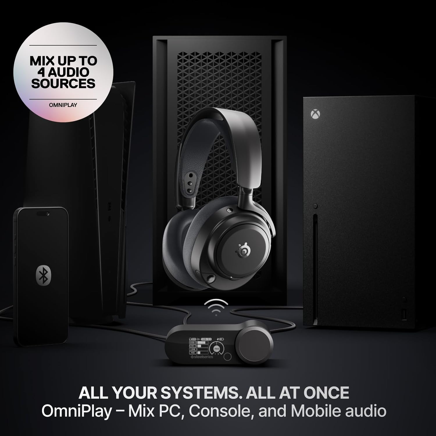 Detalle de SteelSeries Arctis Nova Pro Omni 61729 Wireless Gaming Headset, Hi-Res ANC