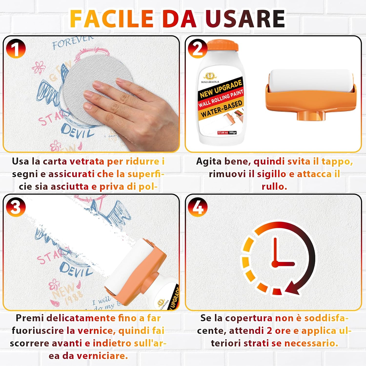 Detalle de Vernice Bianca Muro Interno 500g con Kit di Riparazione Portatile e Integrato