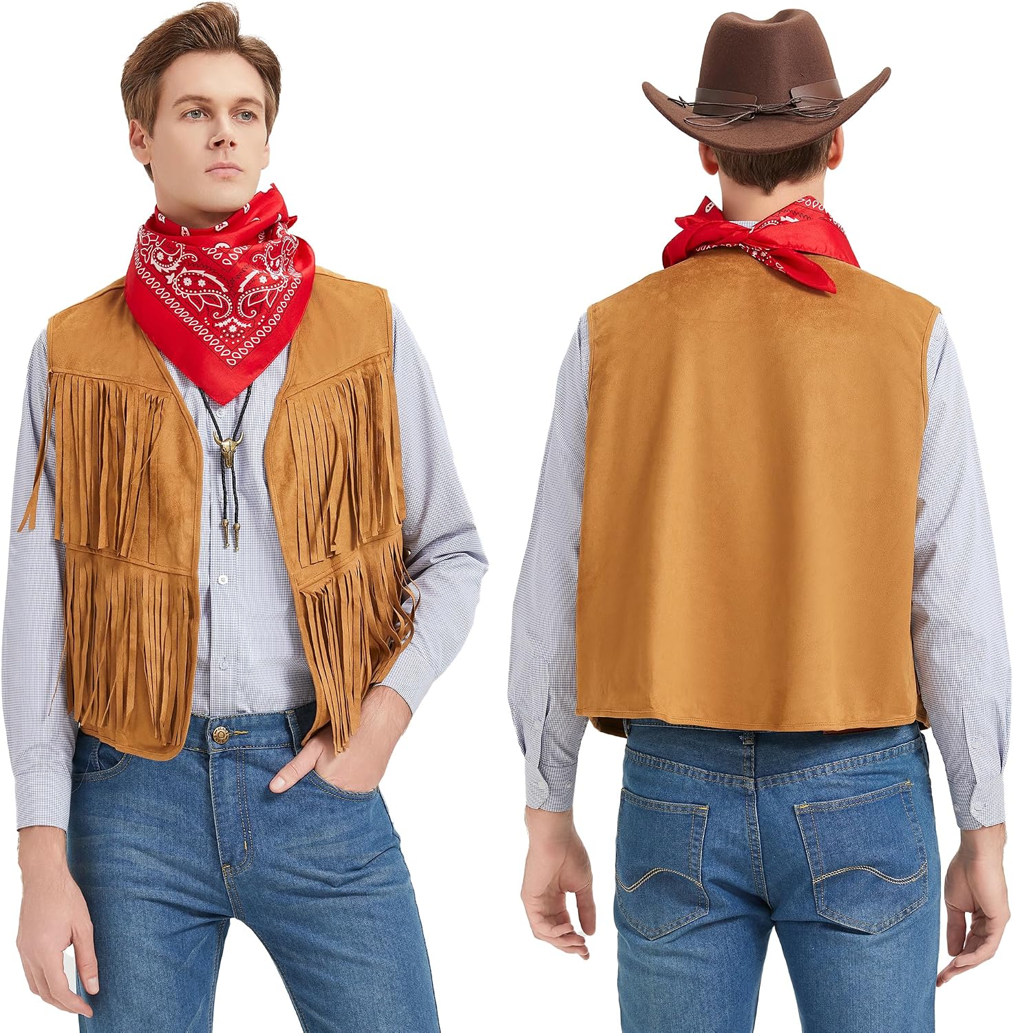 Thumbnail 4 de Firecos Cowboy Kostüm Herren Western mit Hut und Weste 🎭