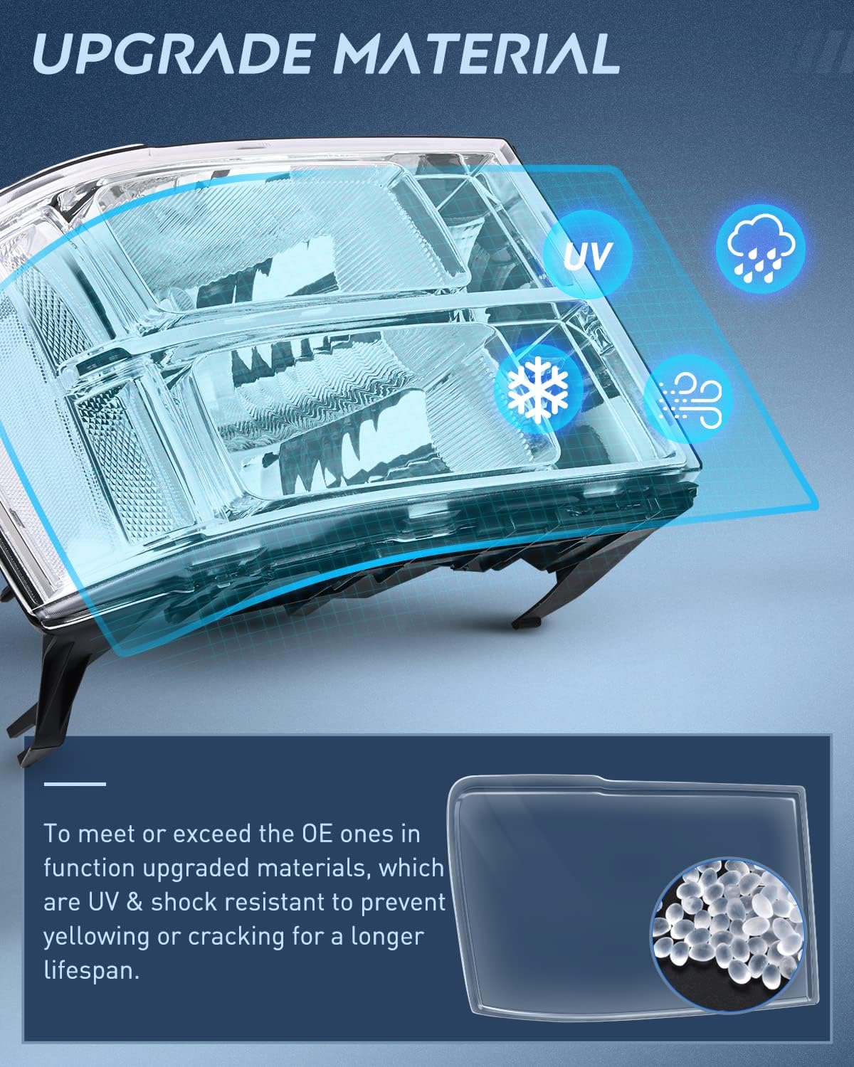 Thumbnail 5 de Nilight Headlight Assembly Replacement for 2007-2014 GMC Sierra (Chrome Housing, Clear Lens)