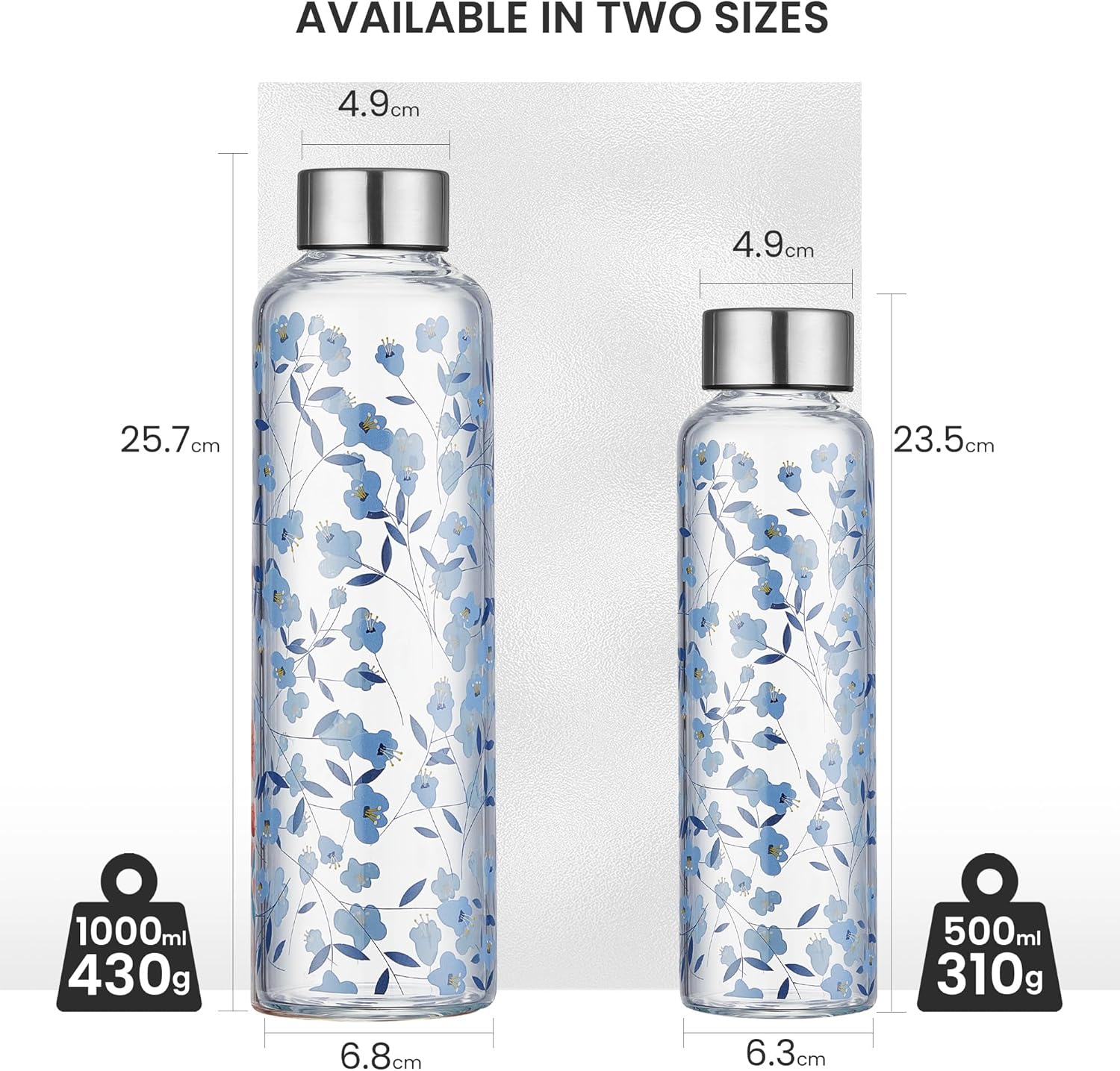 Thumbnail 4 de Autsel 1 Liter Glasflasche mit Neopren-Hülle – Borosilikat, auslaufsichere Abdeckung
