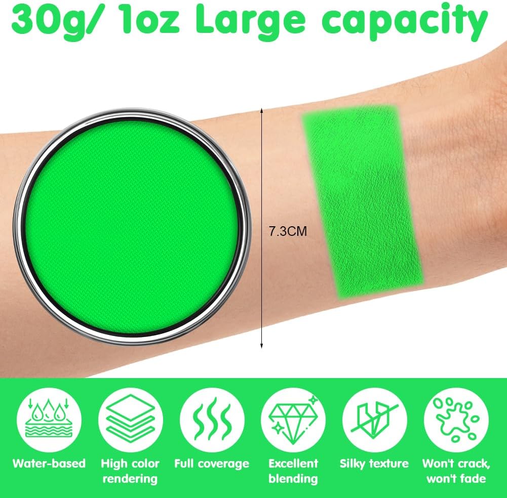Detalle 2 de AOOWU Pittura per viso e corpo in verde fluorescente (Body Paint) 30 g