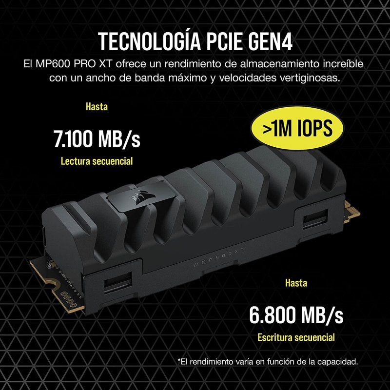 Thumbnail 1 de Corsair MP600 Pro XT 8TB: SSD M.2 NVMe Gen4 x4 para alto rendimiento sostenido