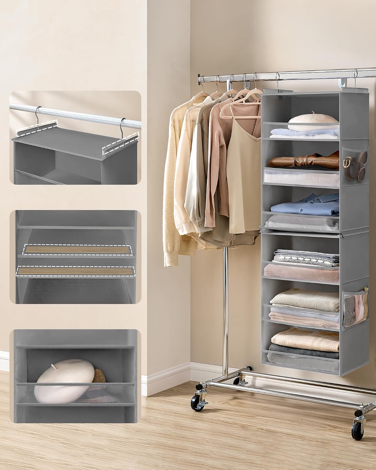 Detalle 2 de SONGMICS RCH008G01 organizer armadio da appendere 2 set