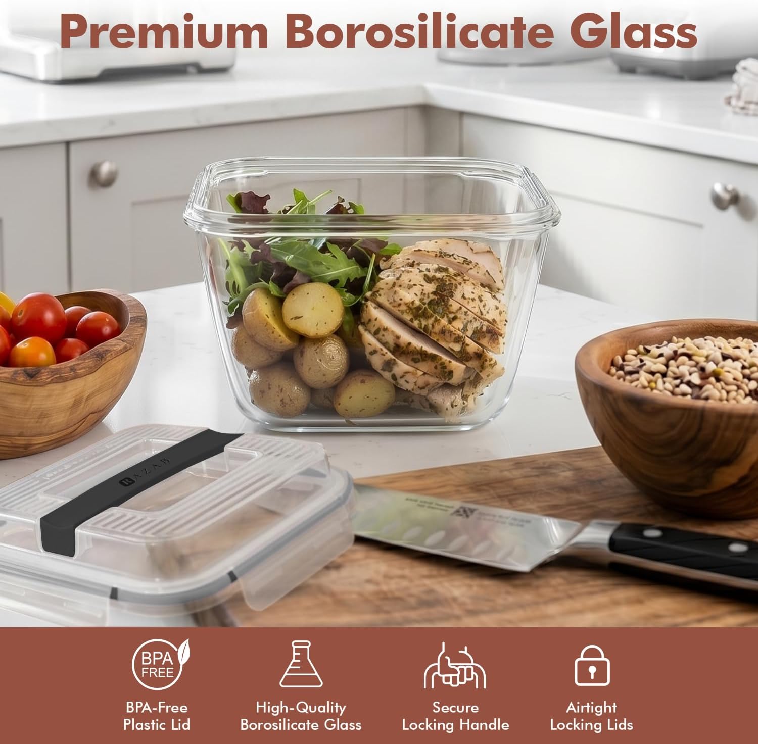 Detalle 1 de Razab Glass Food Storage Container 2700ml