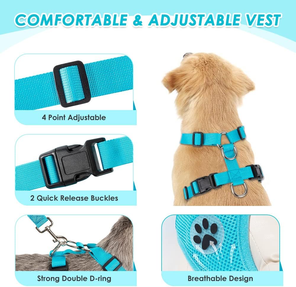 Detalle de Nasjac Dog Car Harness with Seat Belts – 2 in 1 breathable mesh harness and adjustable car seatbelt for safe travel