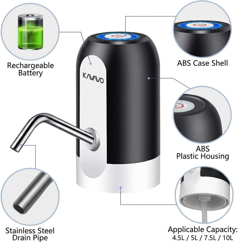 Thumbnail 2 de Water Bottle Pump with 2 Adapters, USB Rechargeable Dispenser for Gallon Jugs