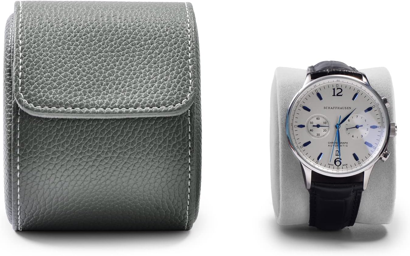 Detalle 2 de Oirlv Luxe en cuir PU : étui pour montre et boîte de rangement (gris) — format compact