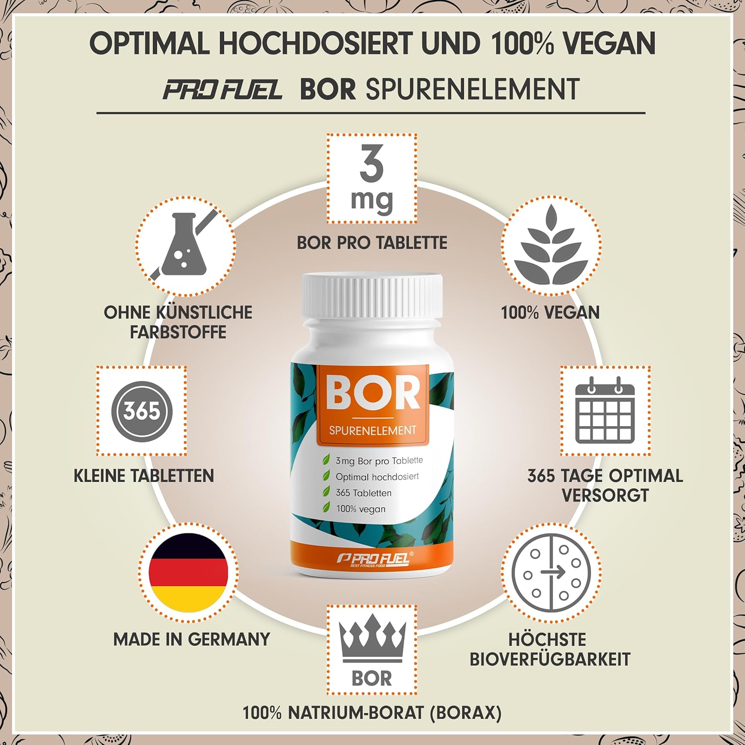 Detalle 2 de Bor Tabletten 3 mg, 365er Jahresvorrat