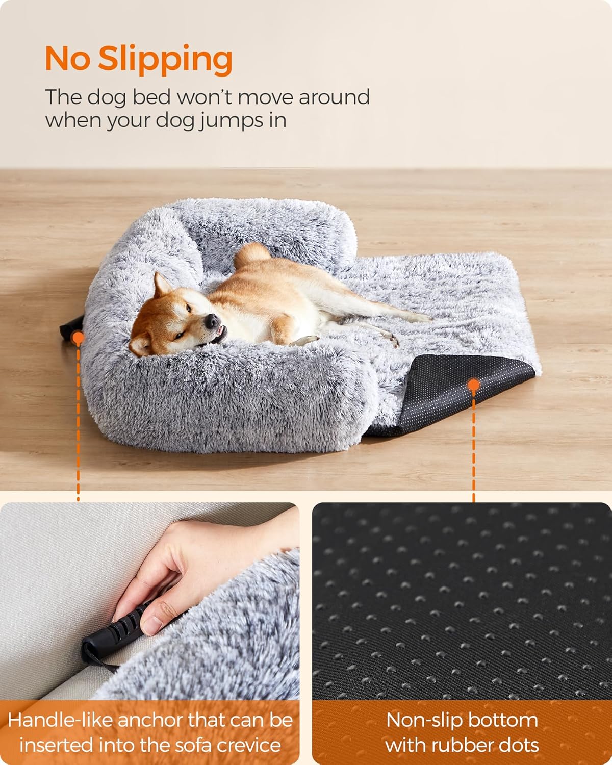 Thumbnail 4 de Feandrea FluffyHug XL calming dog bed 110×95×18 cm