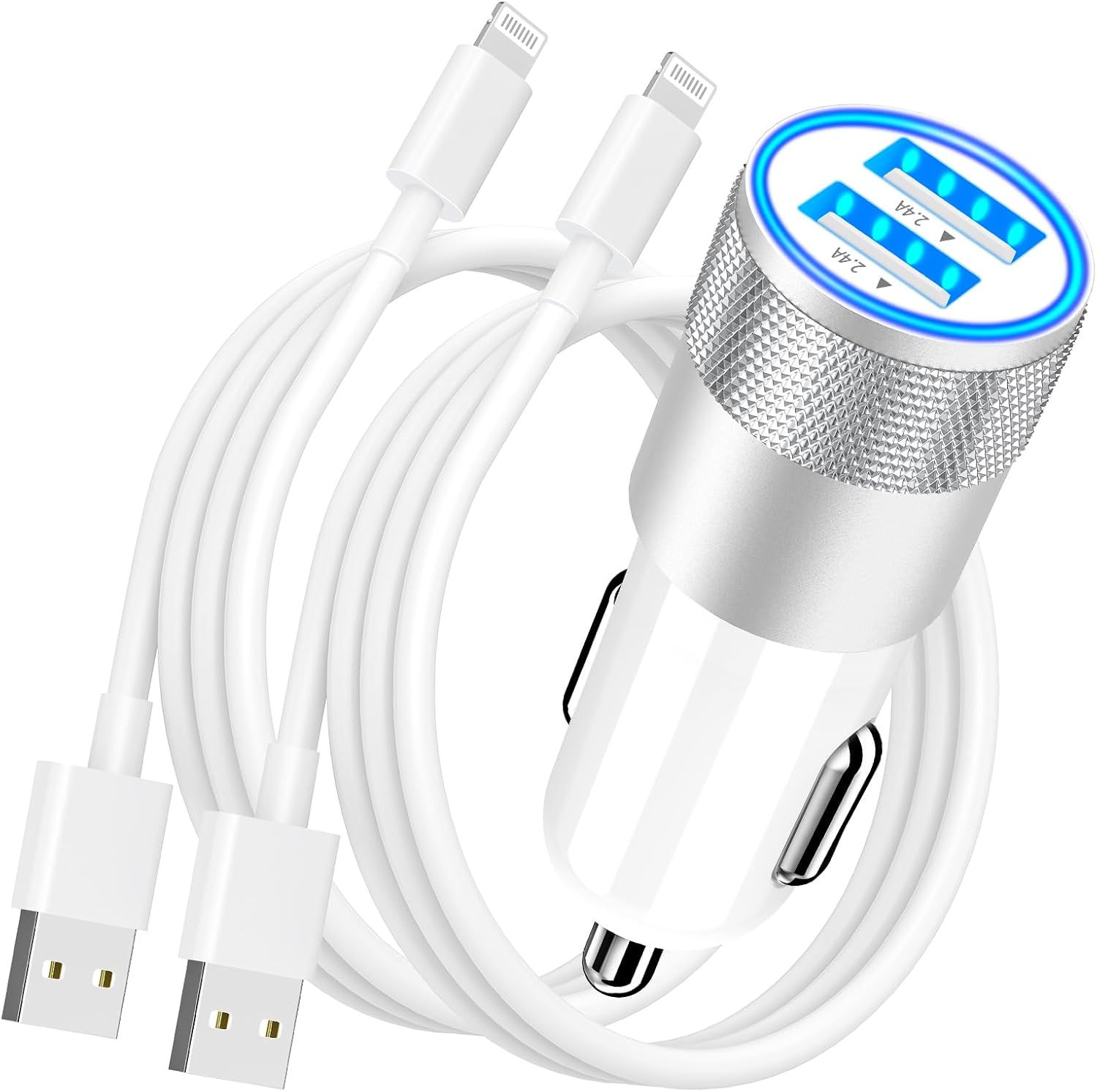 Rombica CFC68A Dual USB Car Charger, 4.8A with MFi Lightning Cables