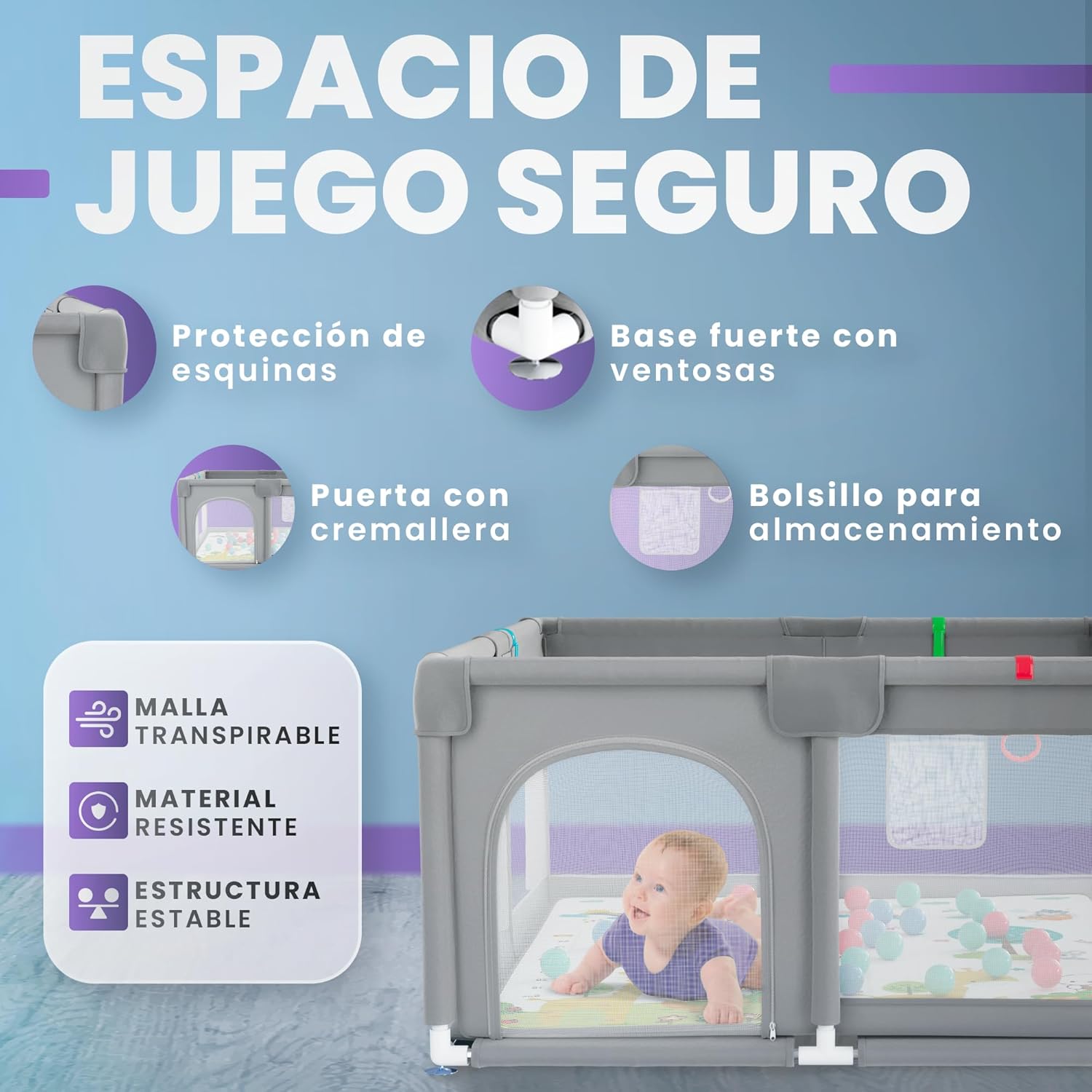 Thumbnail 2 de JUPPLIES Parque Infantil Bebe 120x120cm