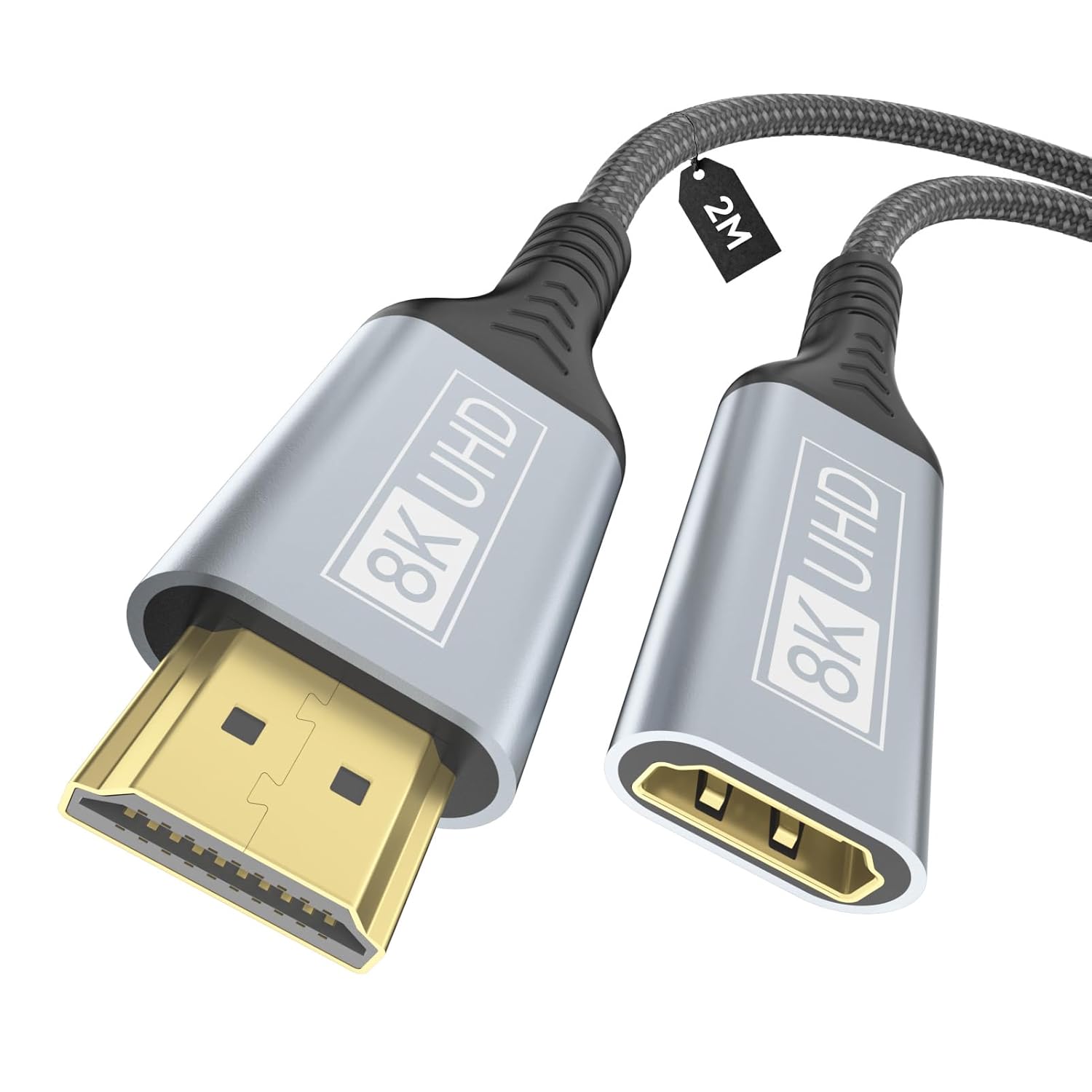 Detalle de layajia 8K HDMI Extension Cable: HDMI 2.1 Male to Female, 2 m