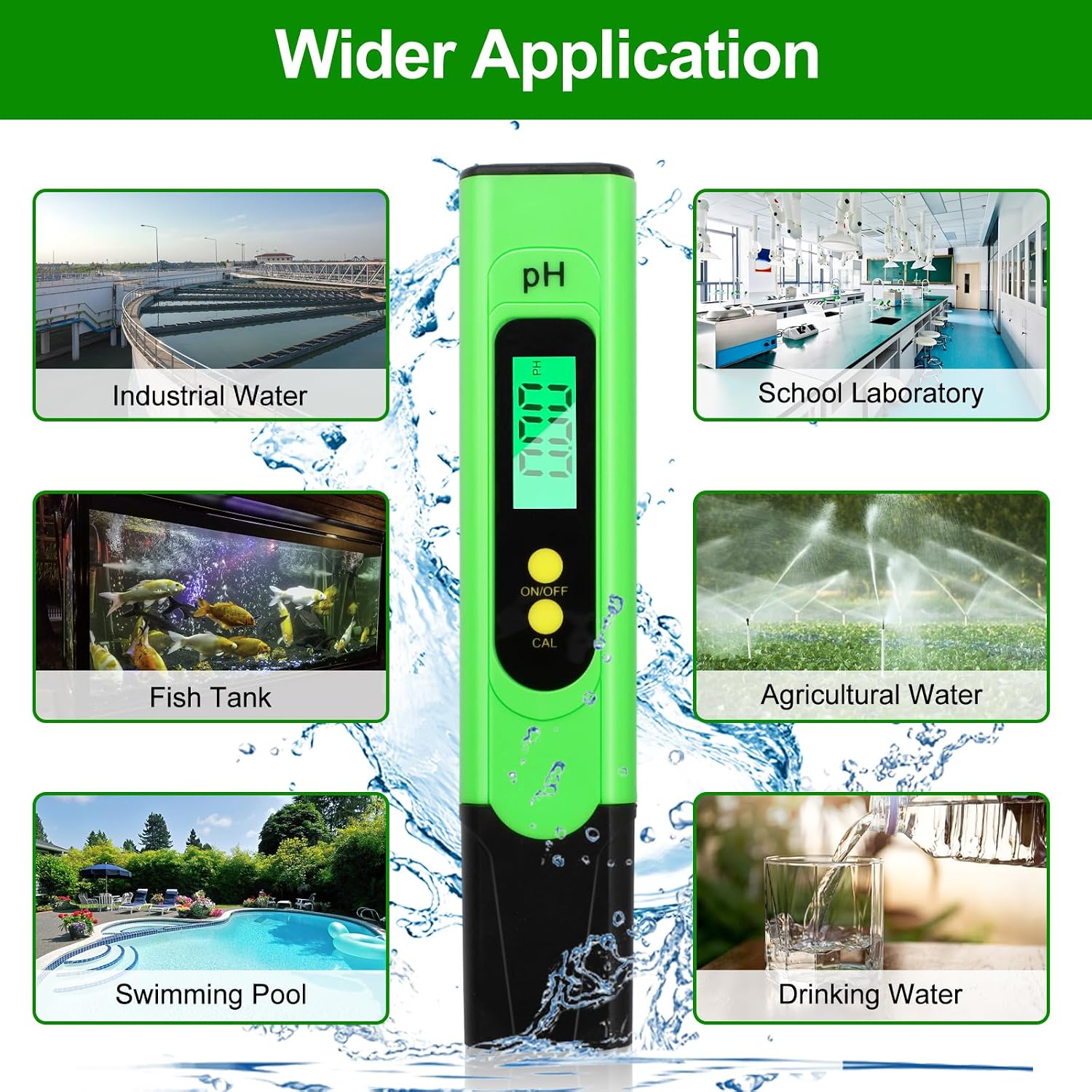 Thumbnail 5 de Aideepen Vert pH-meter voor water met 0,01 pH-resolutie en verlicht lcd