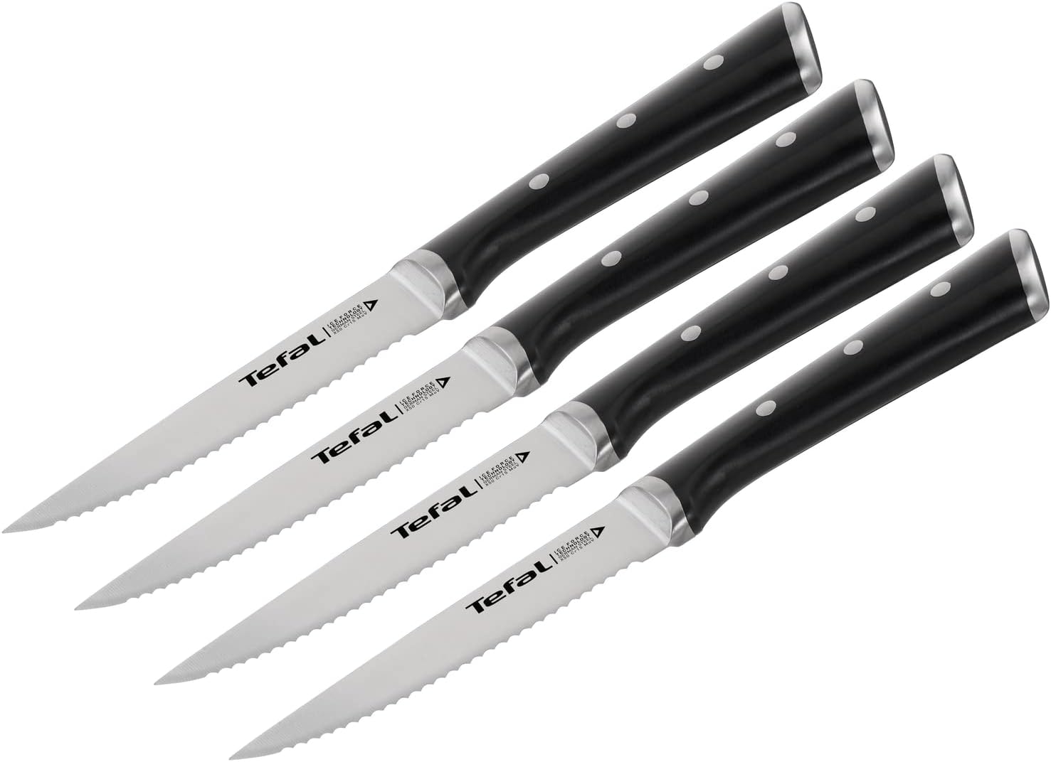 Detalle de Tefal Ice Force Set de 4 couteaux à steaks 11 cm – Lames en acier inox allemand, refroidies à -120° C, garantie 10 ans