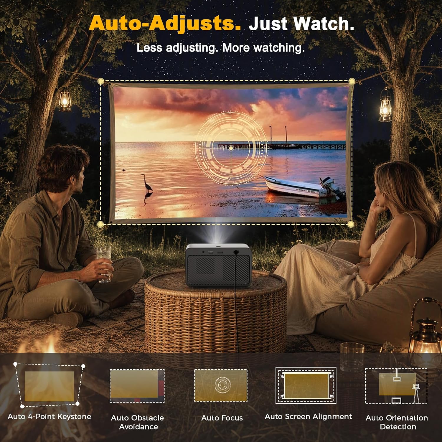 Detalle de Lisowod L03Pro Smart Projector, Native 1080p, 4K Input, 40W Dolby Audio