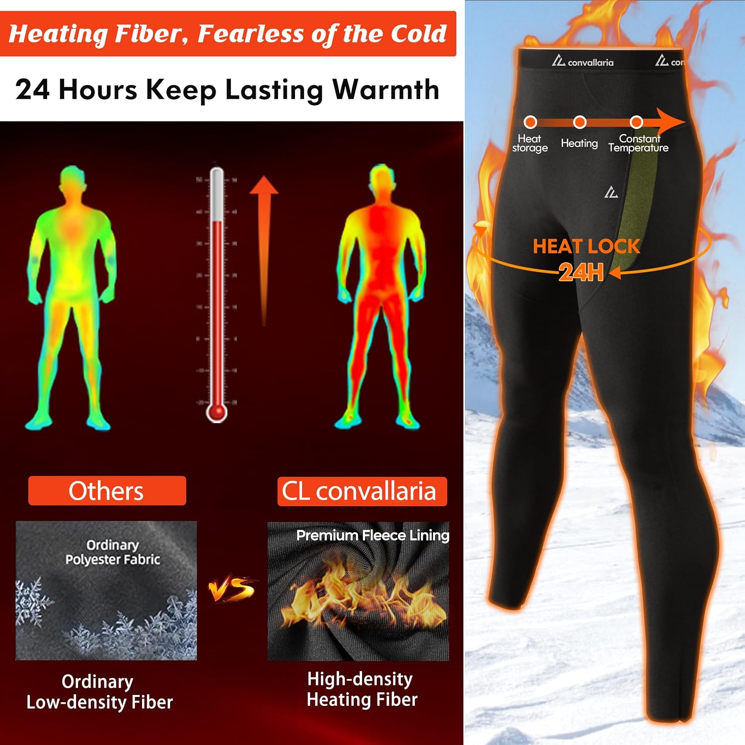 Thumbnail 2 de CL convallaria Men's Thermal Pants 2PC or 4PC fleece-lined long johns