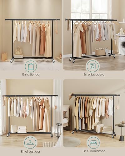 Detalle 2 de SONGMICS Burro Ropa con Ruedas extensible HSR175B01 (hasta 150 kg)
