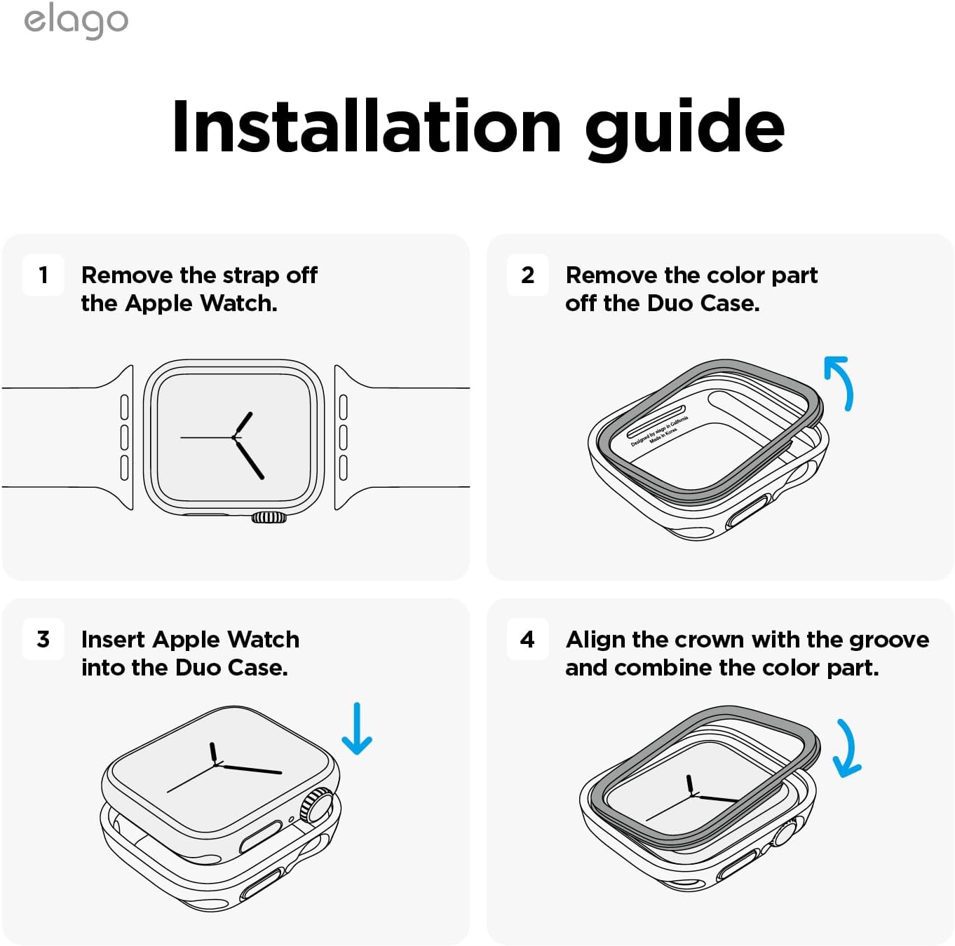 Detalle de elago Cover Duo compatibile con Apple Watch 11/10 da 42 mm – protezione completa con cover intercambiabile