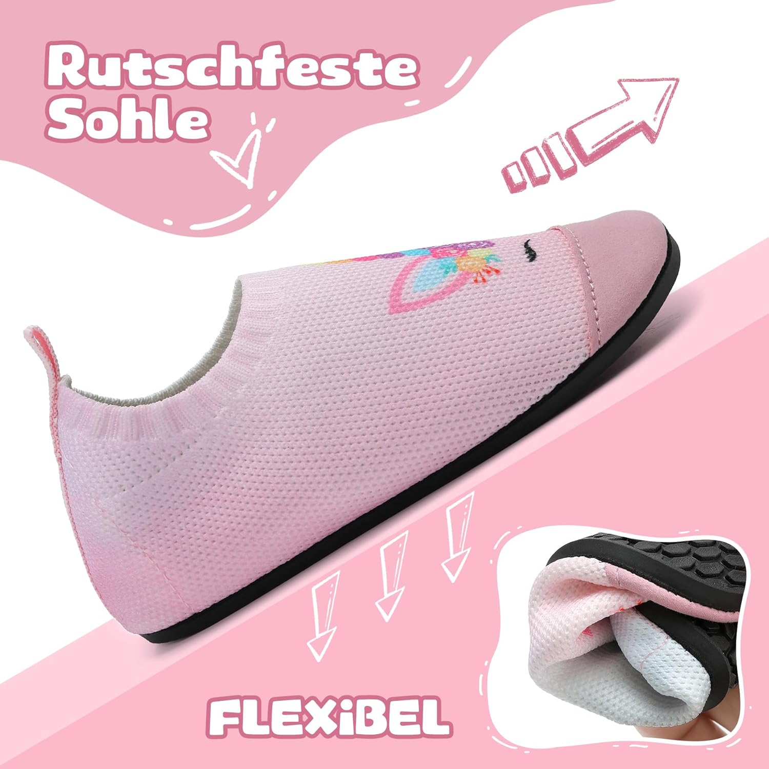 Detalle de VOLHAL Hausschuhe Kinder (Unisex) Barfußschuhe mit Flyknit-Technologie, rutschfester Lauflernschuh