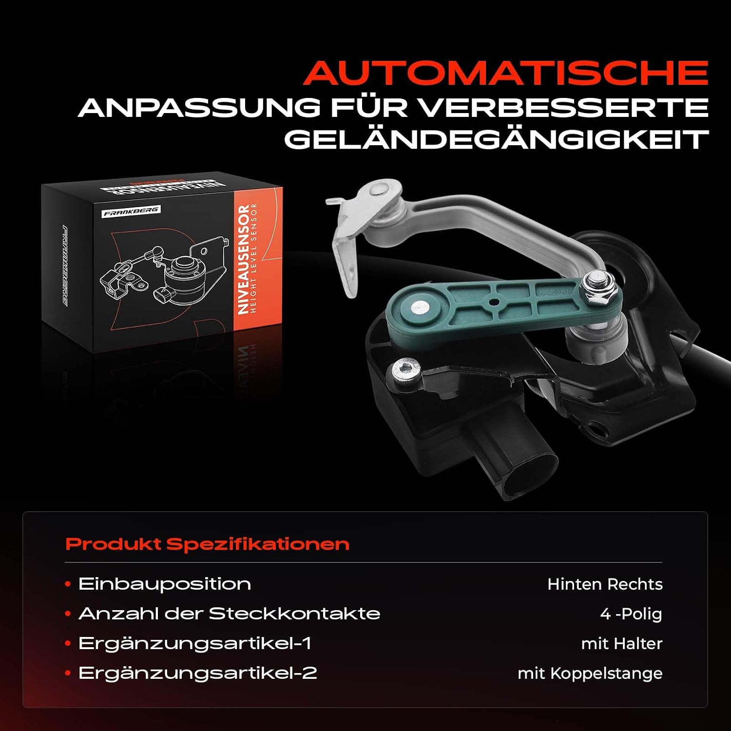 Thumbnail 3 de Frankberg Niveausensor Luftfederung hinten rechts 4F0616572D für Audi A6 Avant/A6 Allroad (4F2, 4F5, 4FH)