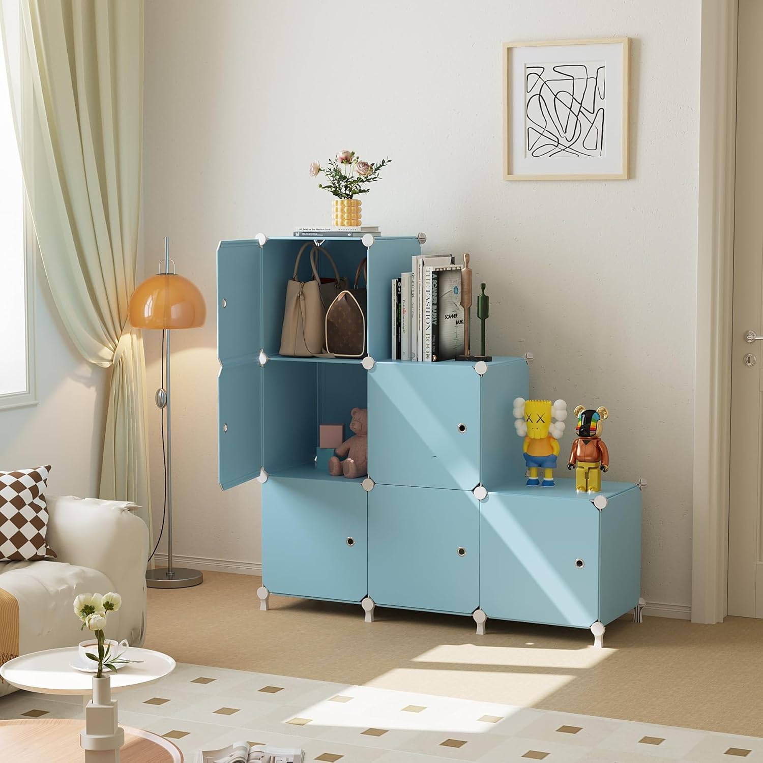 Detalle 2 de ATTDETJL 6-Cube Storage Unit with Doors (ATTSL6001) – Black 30x30x30cm compartments
