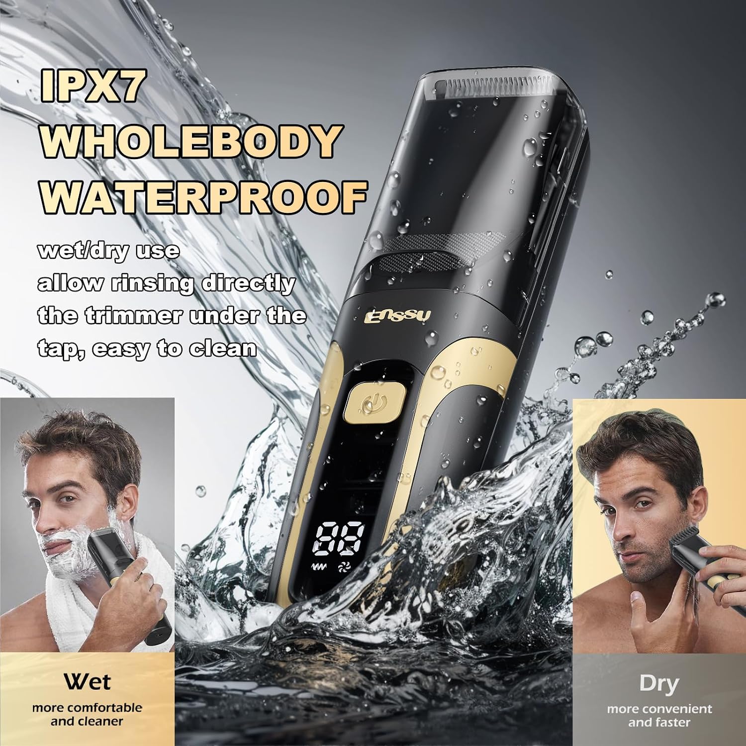Detalle de Vacuum Beard Trimmer for Men with USB‑C charging and LCD display