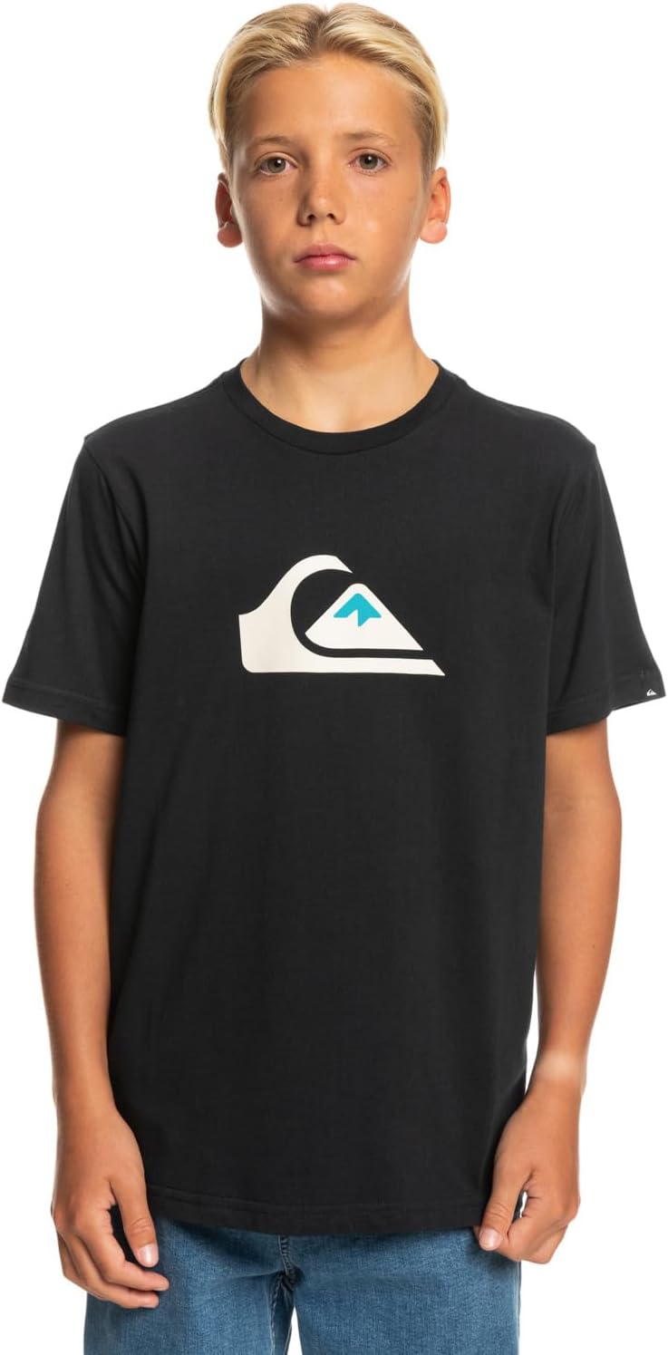 Detalle de Quiksilver Comp Logo Screen Tee per Ragazzo – Maglietta traspirante con logo frontale