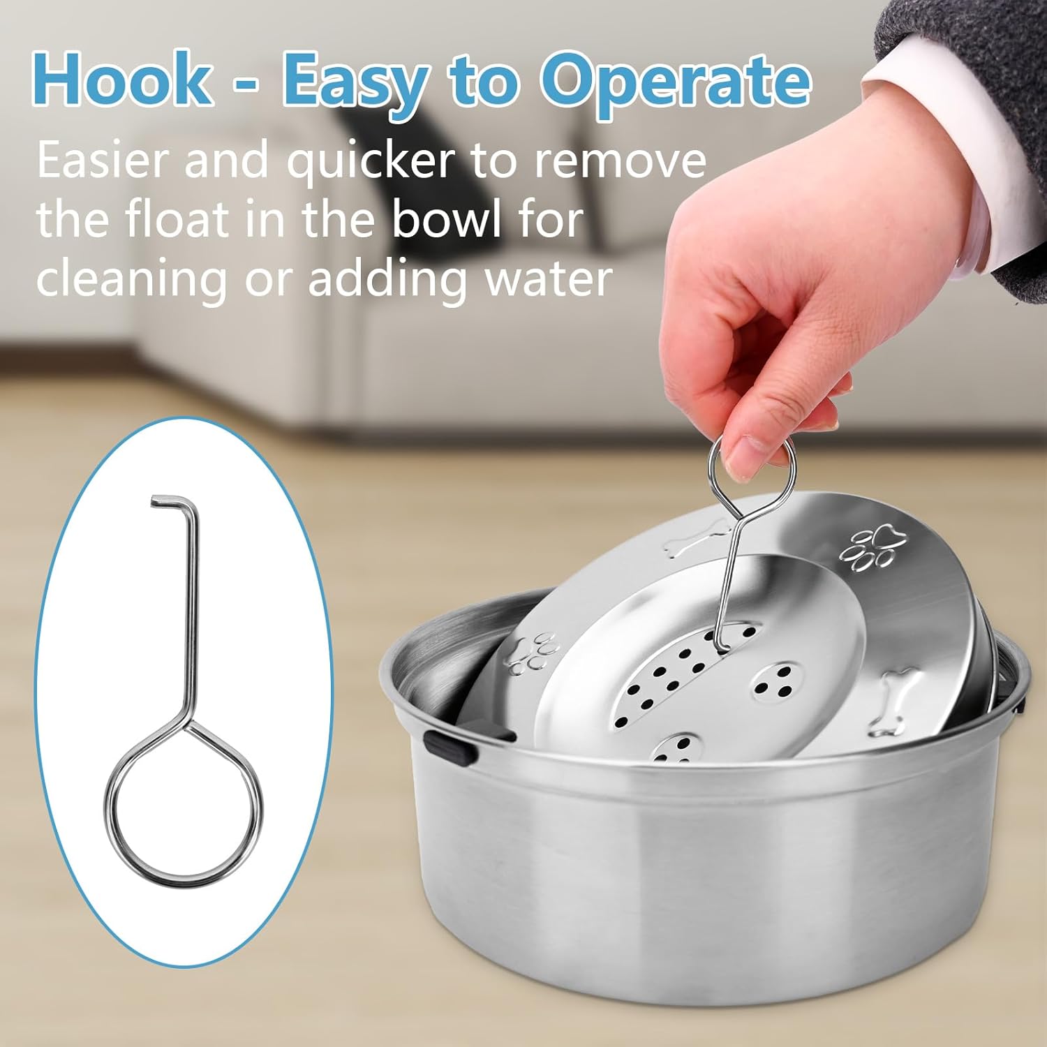 Detalle de ELISABE No Spill Dog Water Bowl 3L+1L — 2 Pack Stainless Steel, Slow-Flow, Non-Drip Water Bowls