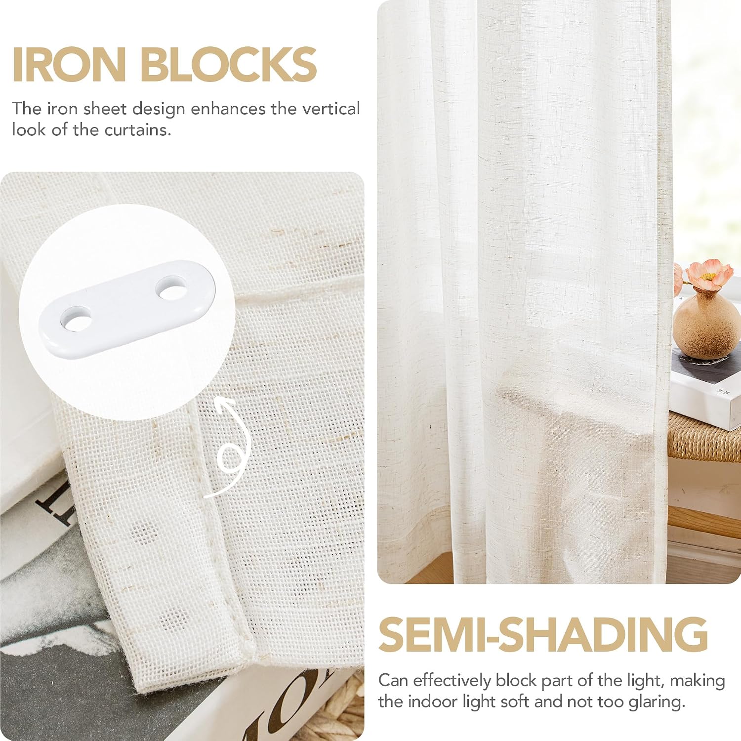 Thumbnail 4 de Deconovo 55 x 84 Inch Linen Sheer Curtains ๐
