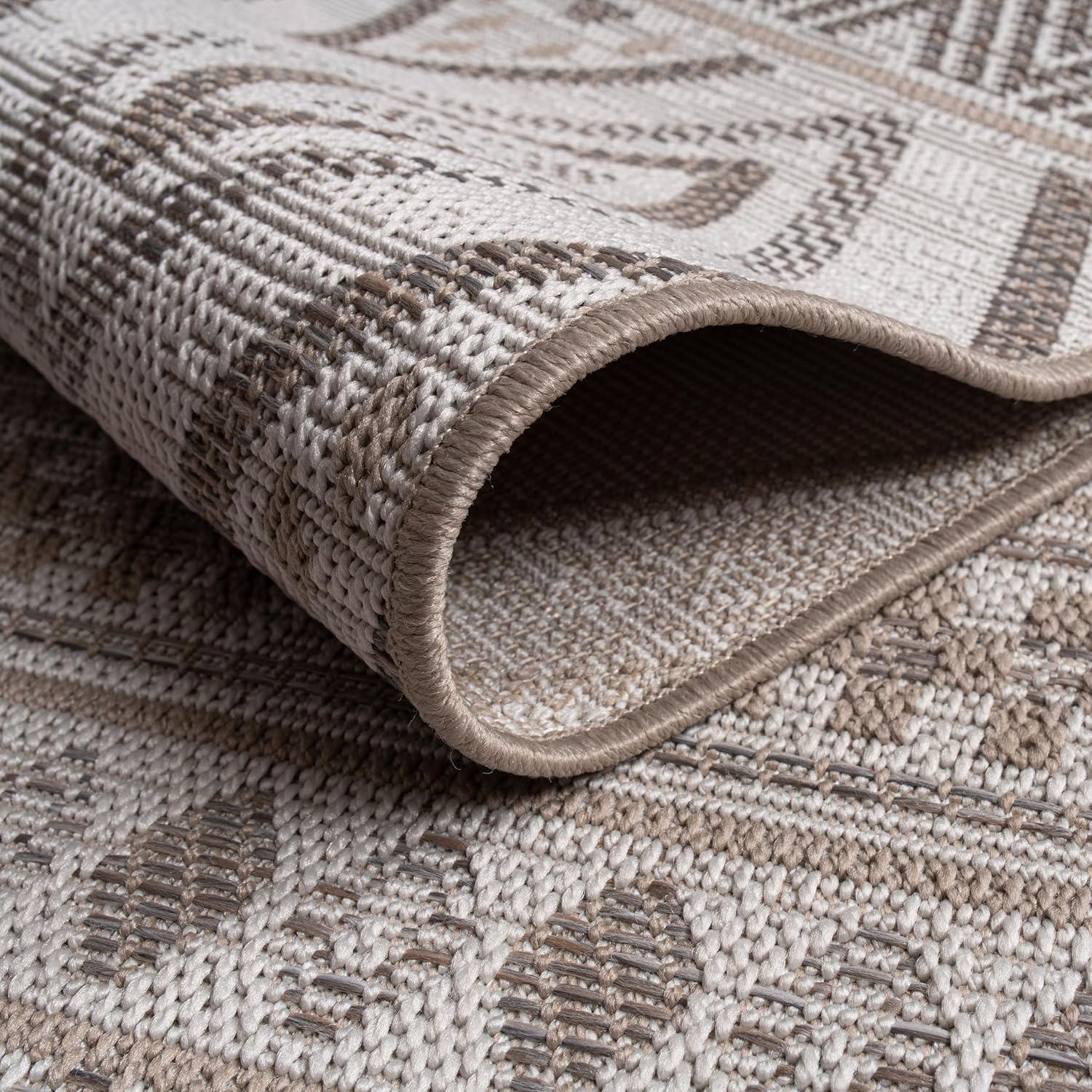 Thumbnail 2 de Paco Home Outdoor Teppich Flachgewebe Modern Boho-Style wetterfest & UV-beständig, 200x280 cm, Beige 2