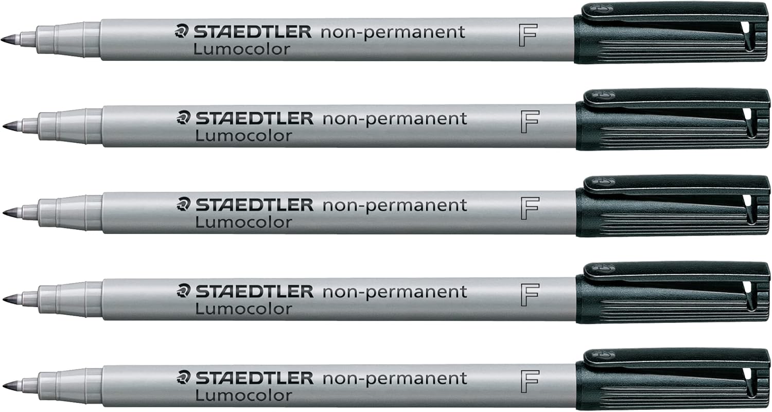 Detalle de Staedtler Feutre Lumocolor non-permanent – kit de 5 feutres noirs (F 0,6 mm), rechargeables