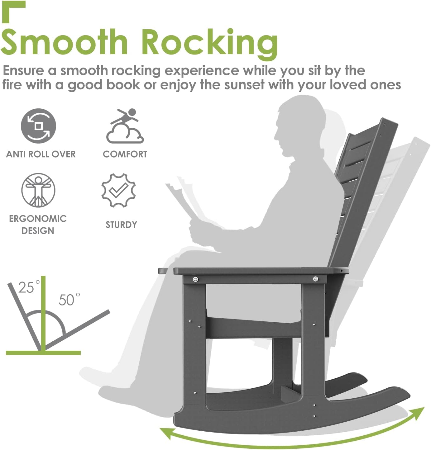 Detalle de GreenVines Outdoor Rocking Chair Set HDPE