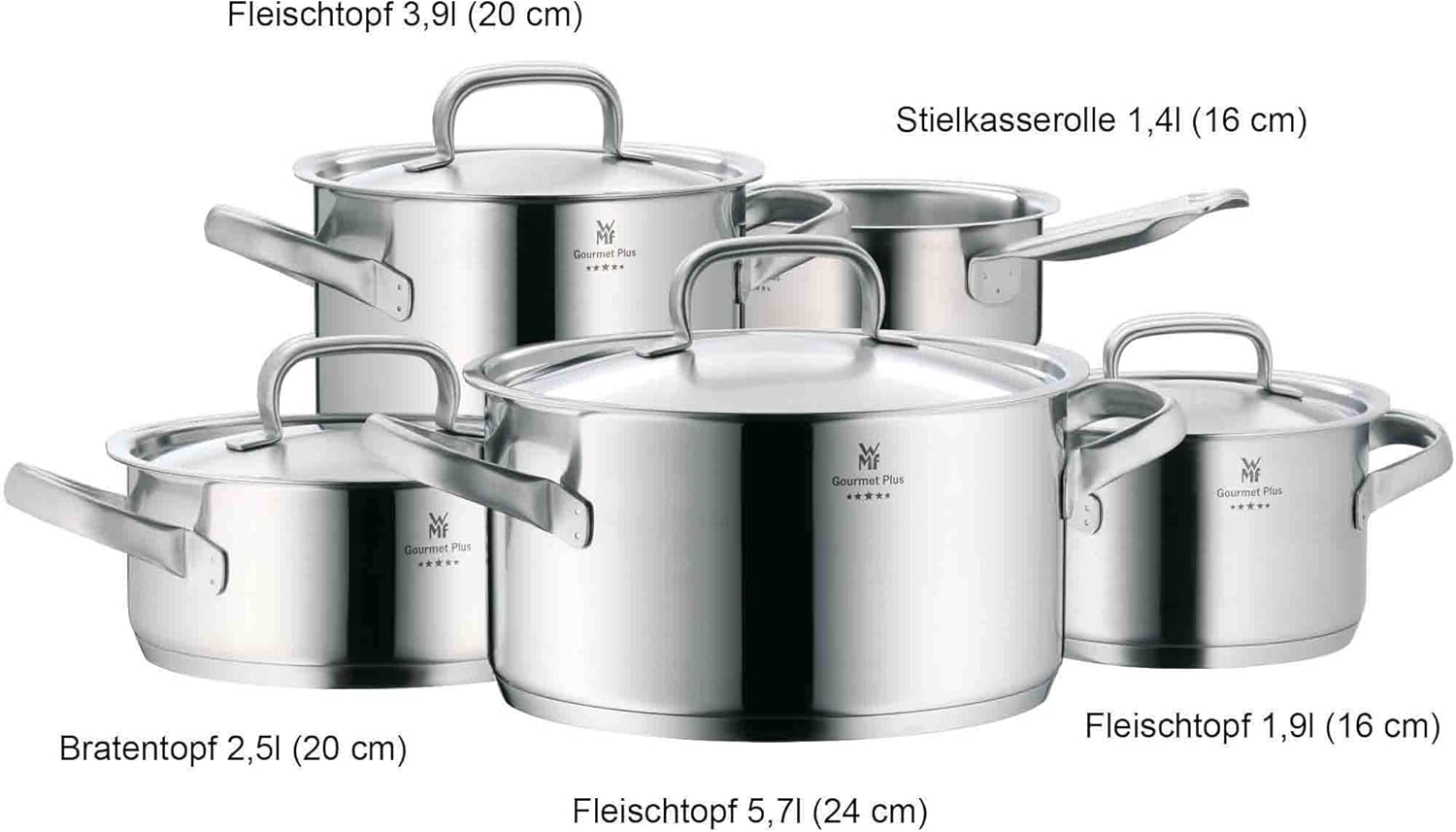 Thumbnail 3 de WMF Gourmet Plus Topfset Induktion 5-teilig – Cromargan Edelstahl matt
