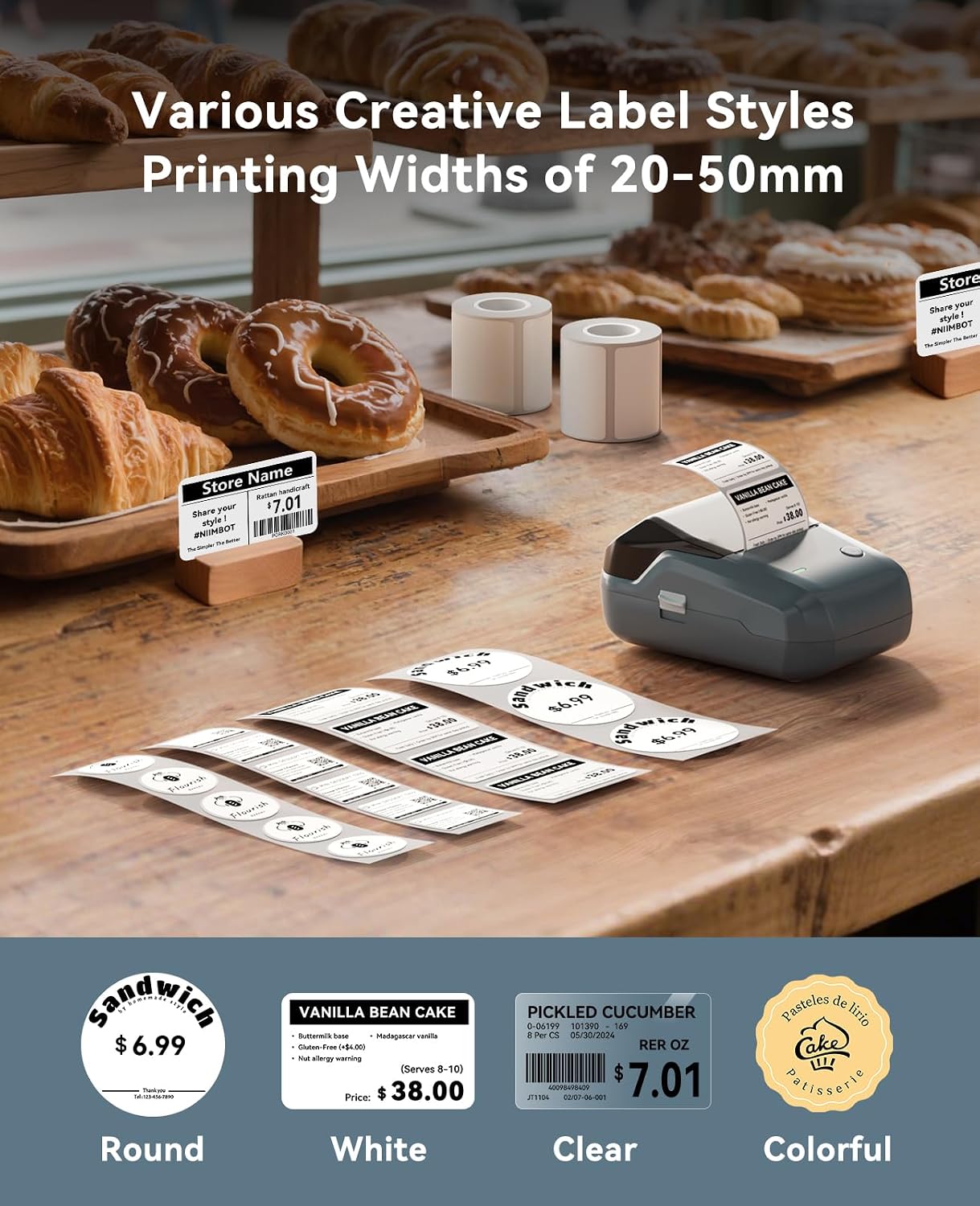 Thumbnail 1 de NIIMBOT B1 Label Maker, Bluetooth Thermal Printer with 3 Label Rolls