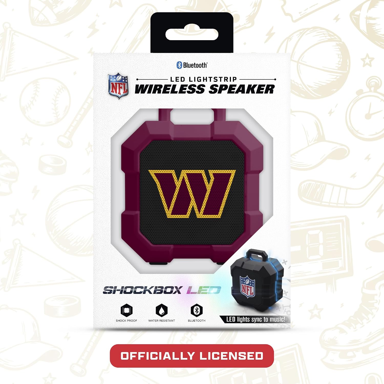 Thumbnail 1 de SOAR NFL Shockbox LED Wireless Bluetooth Speaker (IPX4, Bluetooth 5.0, over 5 hours play time)