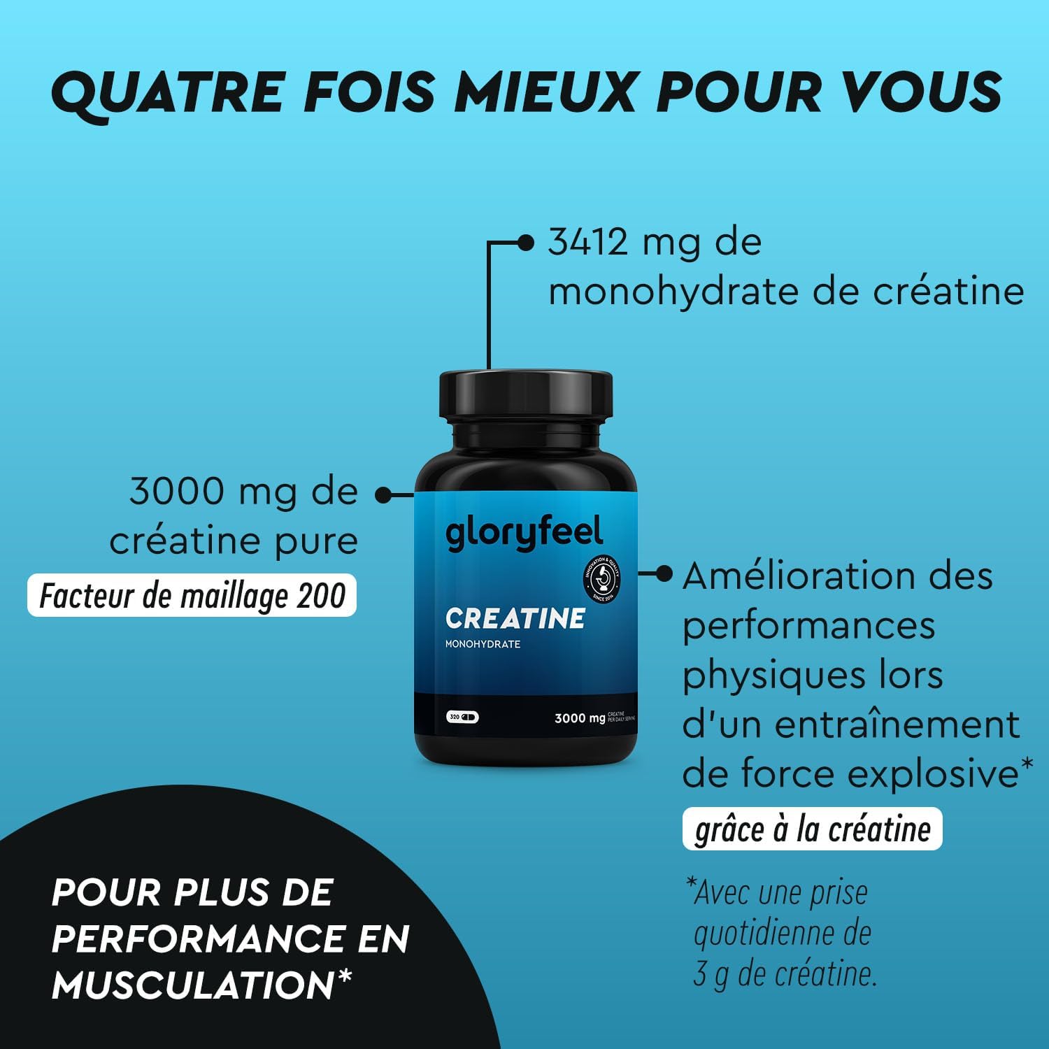 Detalle de Créatine Pure 3000 mg gélules 💊