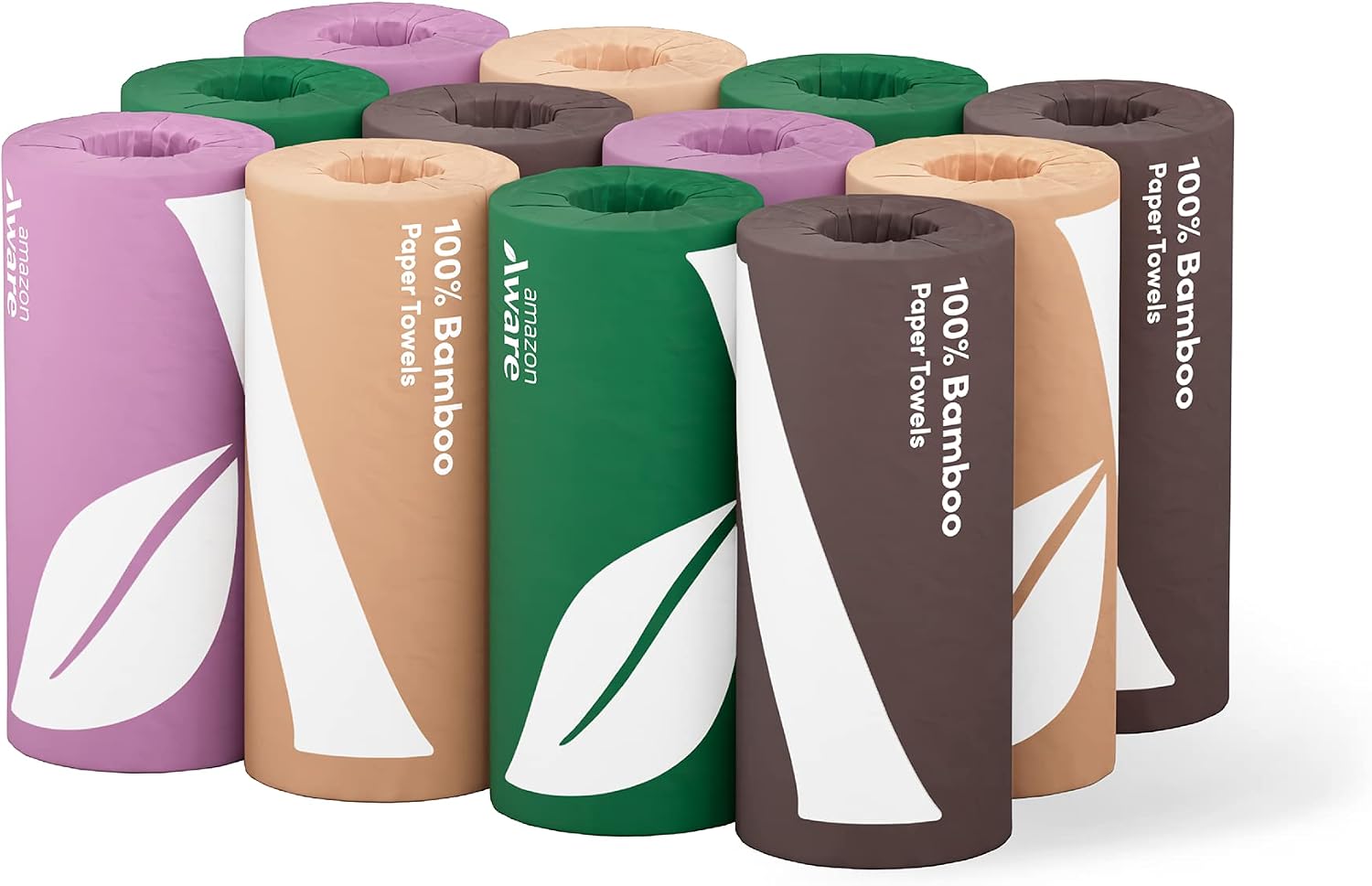 Amazon Aware Bamboo Paper Towels, 12 Rolls (2-ply), FSC Certified, Plastic-Free