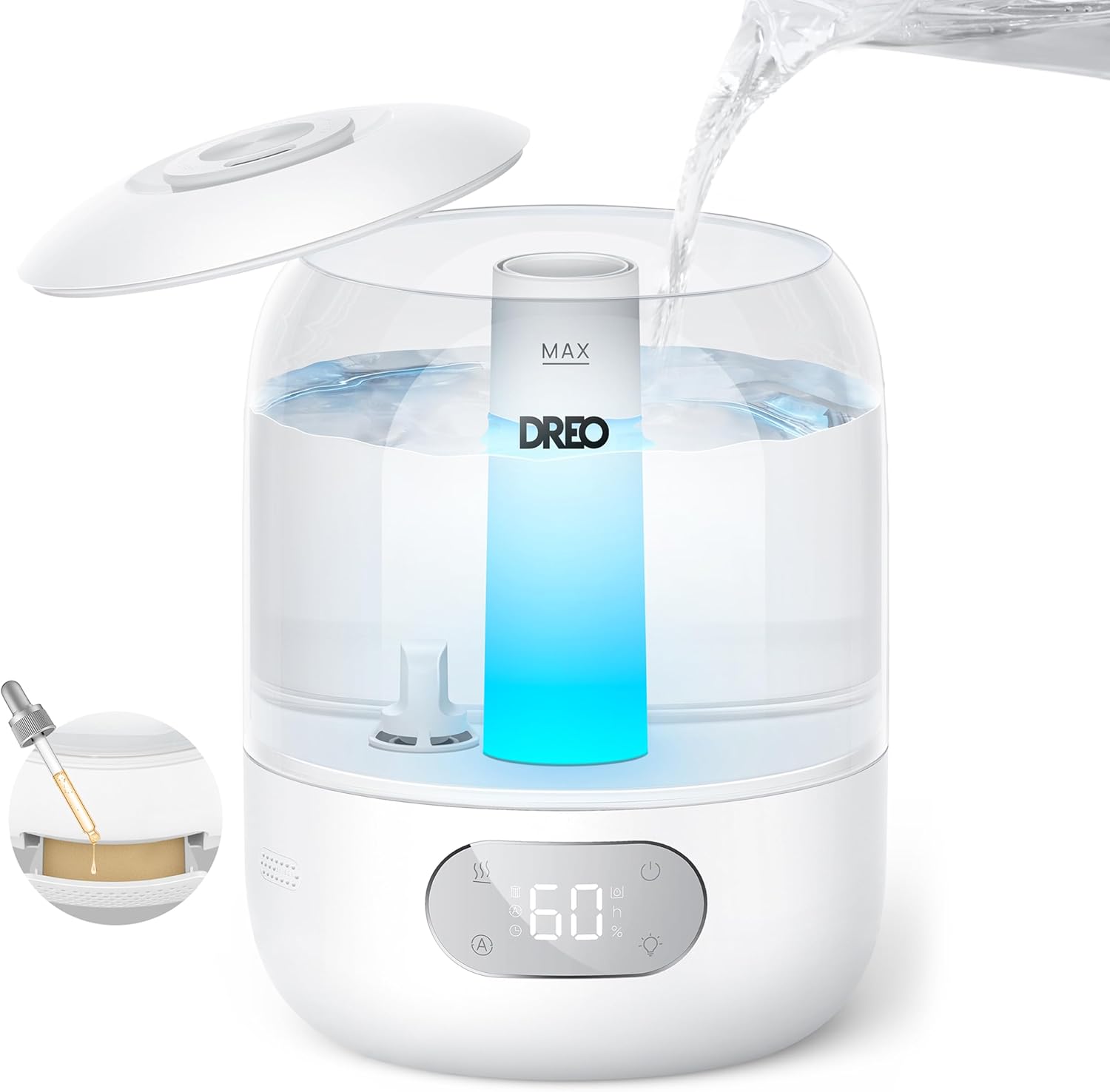 Detalle de DREO DR-HHM006 White 3 L Cool Mist Humidifier with Top Fill